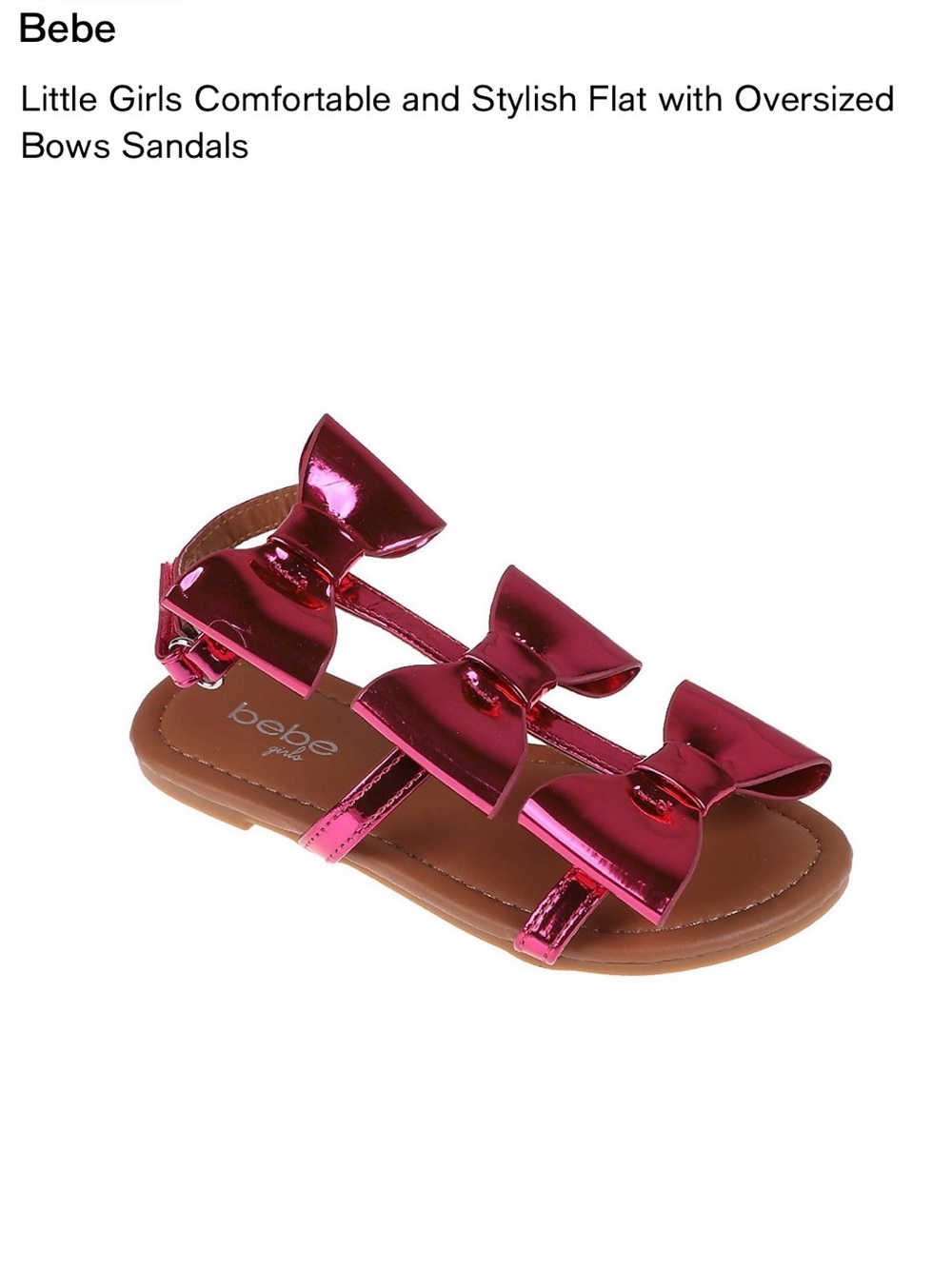 New size 12 Little girl bebe Metallic Pink Bow Sandals